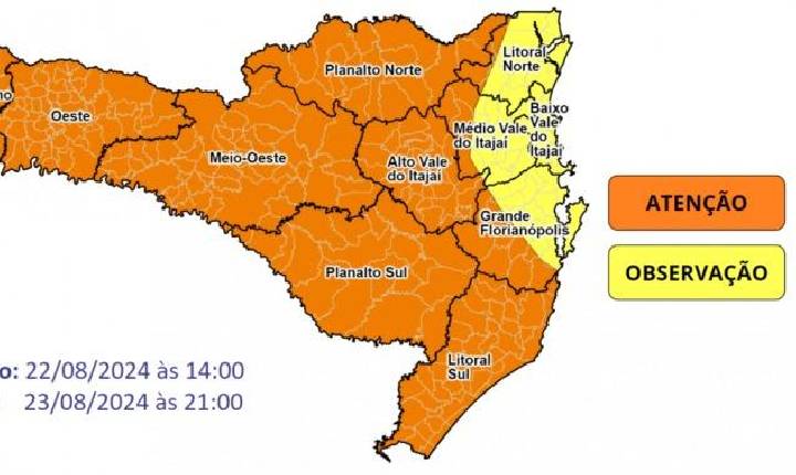 Defesa Civil de SC emite alerta para queda brusca de temperaturas no Grande Oeste