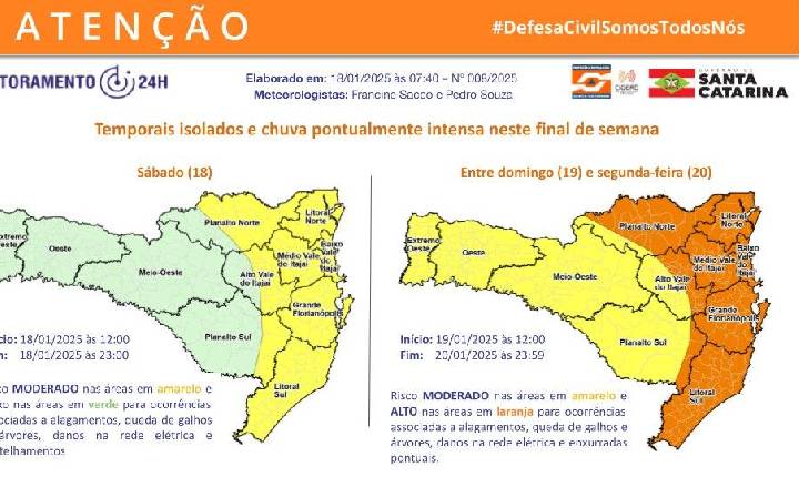 Fim de semana com previsão de temporais em Santa Catarina