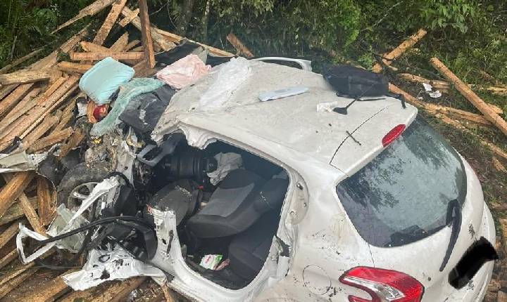 Motorista morre em grave colisão entre carro e caminhão na BR-282