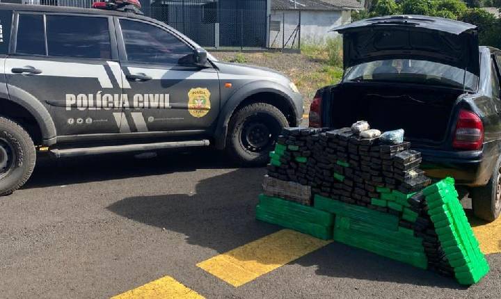 Polícia prende jovem dirigindo carro com mais de 220 kg de drogas em Chapecó