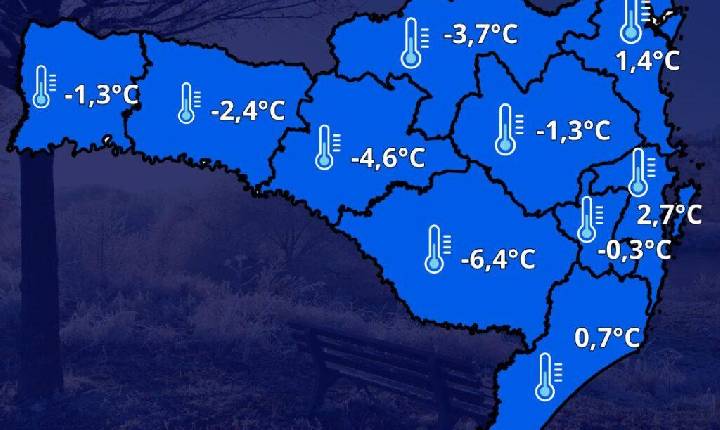 Seara e outros municípios catarinenses registram temperaturas negativas