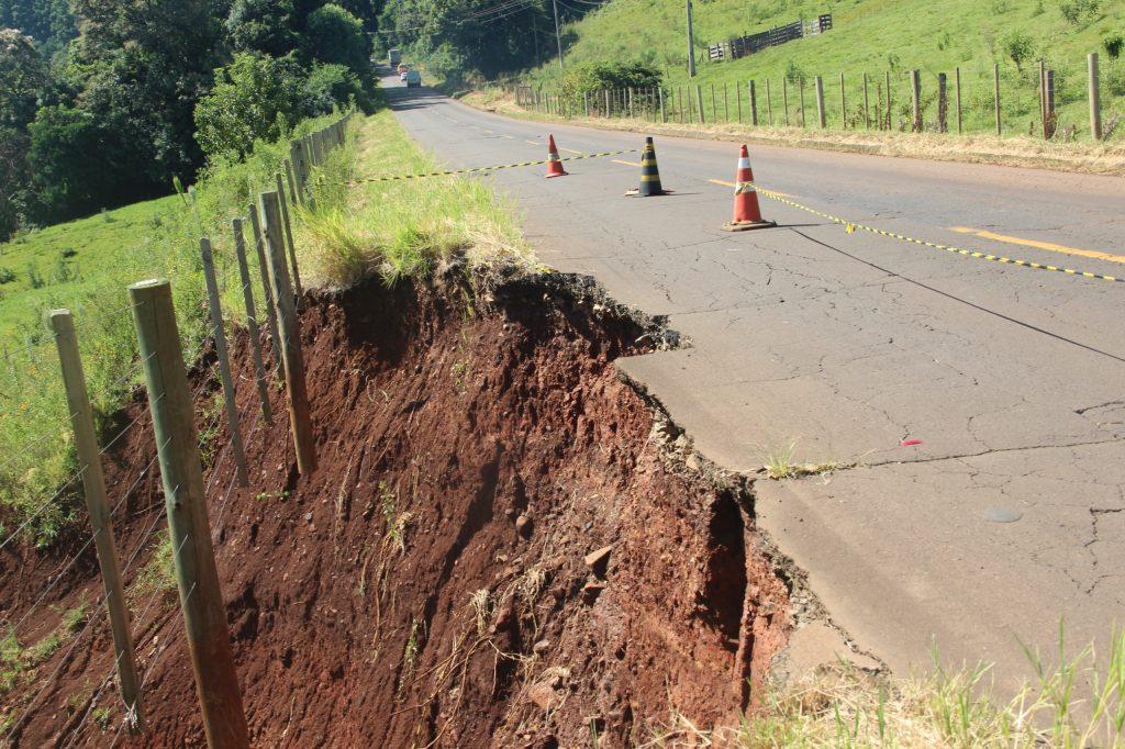 SC 283 em meia pista em Seara. Recuperação deve iniciar ainda esta semana