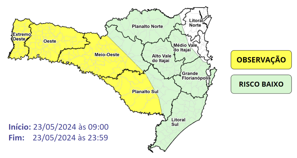 Alerta SC: Rajadas de vento do quadrante norte para esta quinta-feira