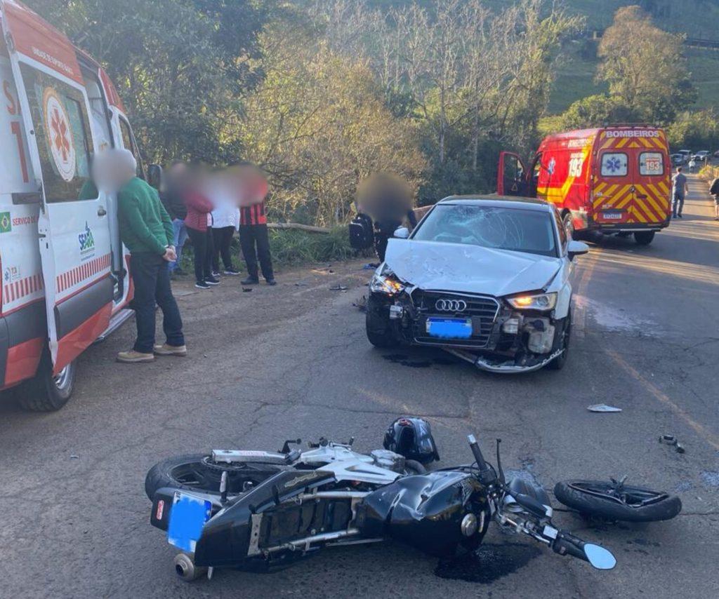 Motociclista fica ferido após colisão na SC-283, entre Seara e Arvoredo