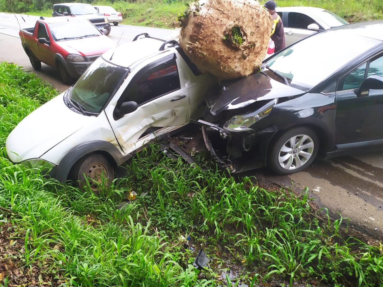 Colisão entre veículos deixa uma pessoa ferida na BR-282 em Vargem Bonita