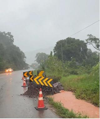 Trabalho paliativo é realizado na SC 283, na saída de Seara para Concórdia